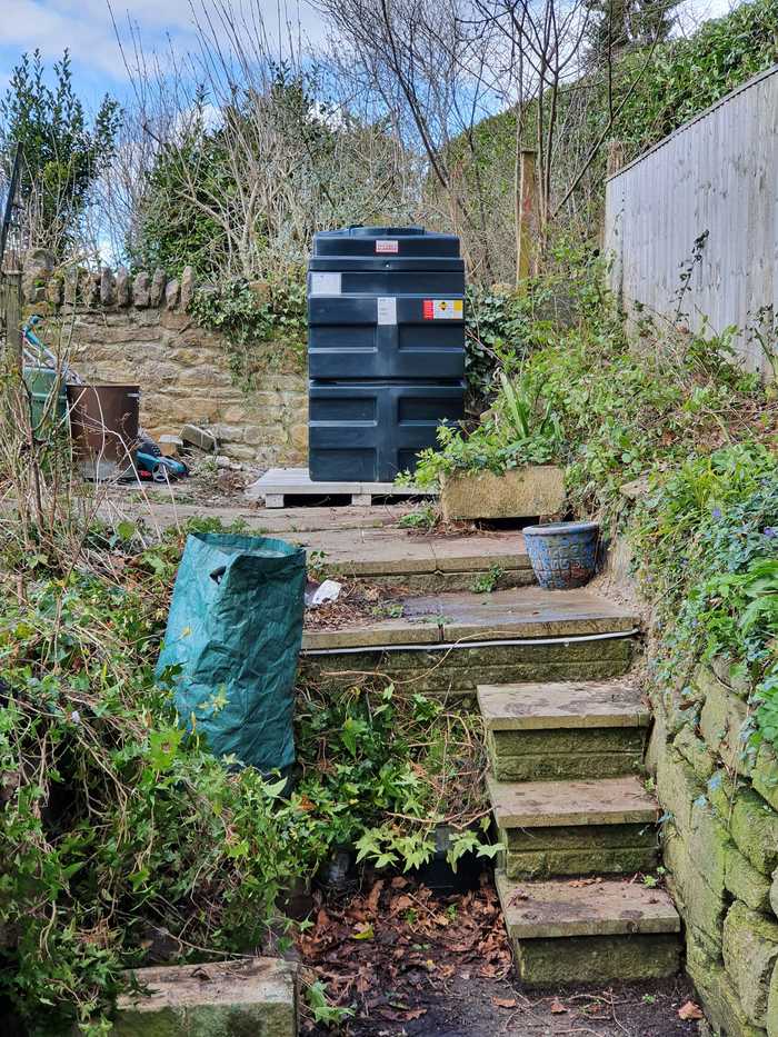 oil tank on raised slabs