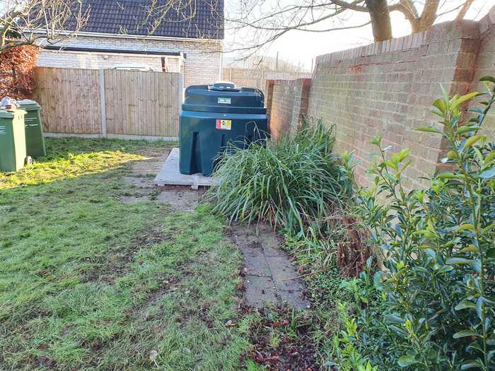 oil tank in garden