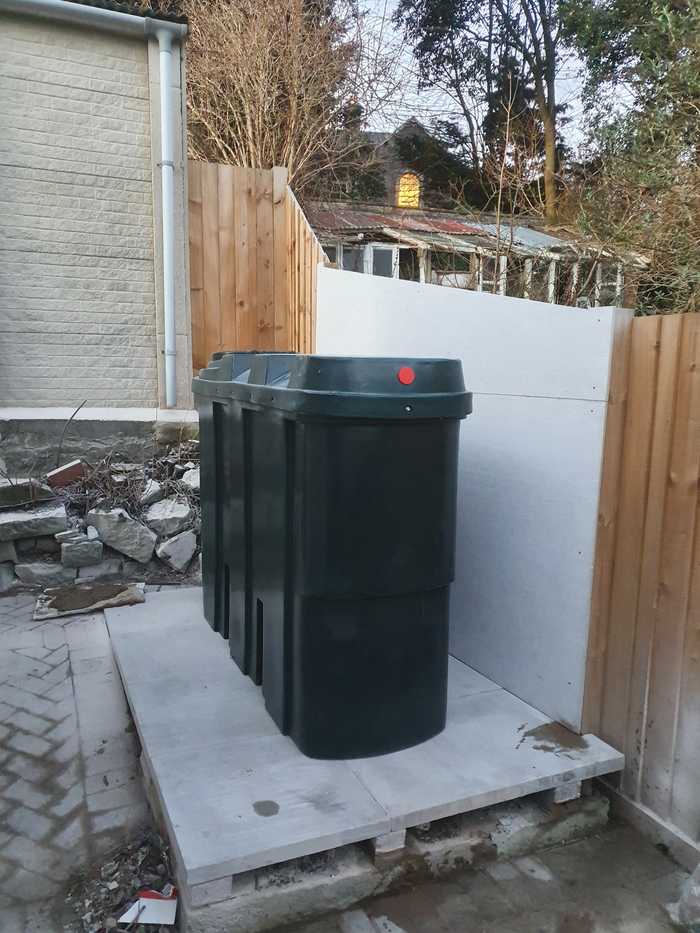 oil tank on concrete base